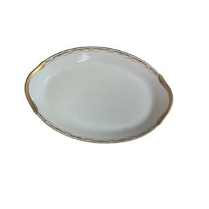 Warwick B9059 15" Oval Serving Platter Plate Vintage With Gold Handles
